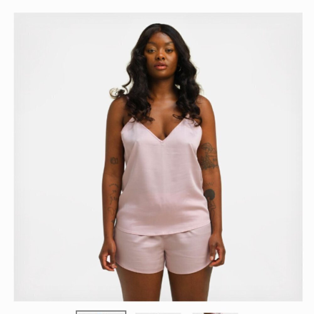 Ettitude Sateen Shortie Cami Pijama Set in Dusty Rose hypoallergenic Size XXL